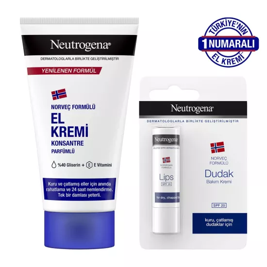 Neutrogena El Kremi Parfümlü 75 Ml + Dudak Nemlendirici 4,8 gr