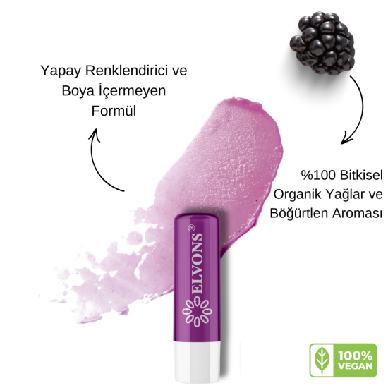 Elvons Dudak Koruyucu Kremi Böğürtlenli 4,8 gr