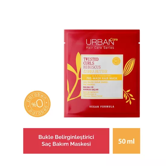 Urban Care Twisted Curls Hibiscus & Shea Yağı Bukle Beliginleştirici Duş Öncesi Saç Bakım Maskesi 50 Ml